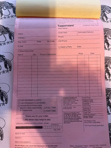 Tupperware Customer Order Forms Carbon Copy Yellow And Pink (1 PACK OF 50) - Picture 2 of 4