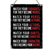 Watch Your Thoughts Motivational Quote Vintage Metal Wall Sign Plaque Home decor