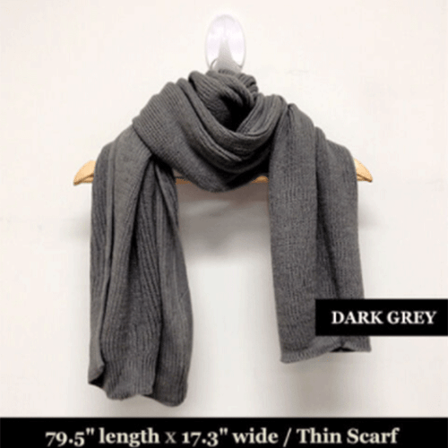 Knitted Winter Thin Scarf - High Quality Long & Wide Size Unisex Plain Color - Picture 4 of 13