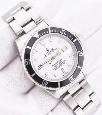 Rolex Submariner Date 16610 40mm Men's White Polar Dial Black