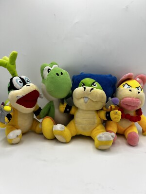 Super Mario Nintendo Iggy Wendy Ludwig Von Koopa & Yoshi Beanbag 8'' Plush Set