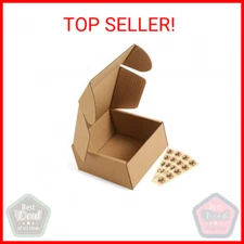 Eupako Small Shipping Boxes 4x4x2 Inches - 50 Pack Brown Corrugated Cardboard bo