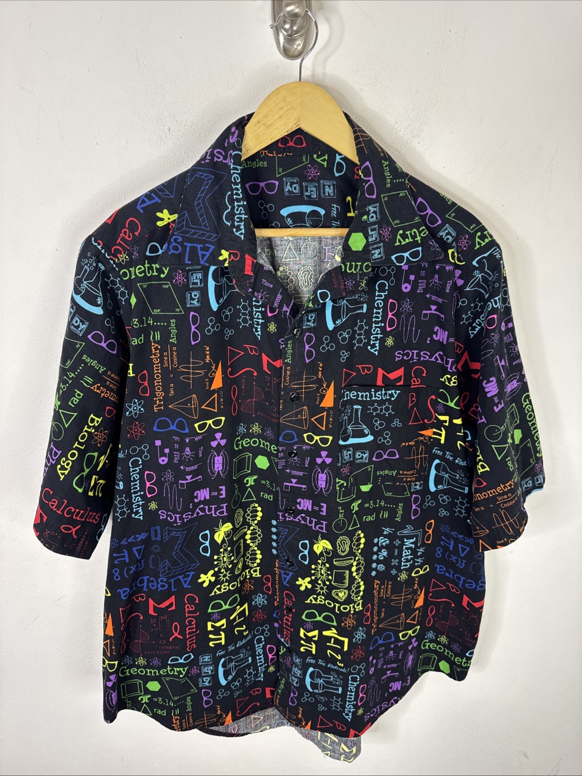 Novelty Science Math Print Button Front Shirt Bla… - image 1