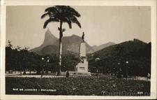 Rio de Janeiro, Brazil Statue Park Original Vintage Real Photo Postcard RPPC