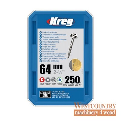 Kreg SML-C250S5-250 Kreg 305 Edelstahl Sacklochschrauben - 64 mm / 2-1/2''