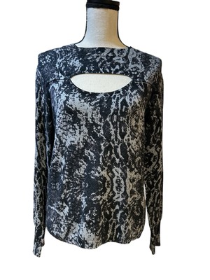 NEW Danielle Rainn Lightweight Sweater Black Fern Cut-Out Front Sz S Goth