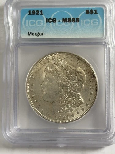 1921 p Morgan silver Dollas MS 65