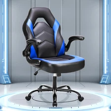 OLIXIS Computer Gaming Chair - PU Leather Ergonomic Lumbar Support with Flip-Up 