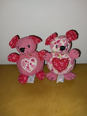 Mary Meyer Patchwork Pals Mini Bear Plush - Set of 2 - NEW