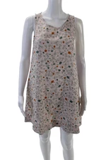 Cynthia Rowley Womens Linen Floral Print Sleeveless Trapeze Dress Pink Size XS