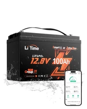 LiTime 12V 100Ah Trolling Motors LiFePO4 Battery (Group 31), 12 Volt Bluetooth