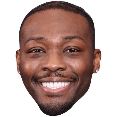 Larry Ogunjobi (Lächeln) Promi Maske, flaches Kartengesicht, Kostüm Maske