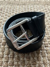 Coach M12 authentic black saddle leather silver roller buckle jeans belt 40