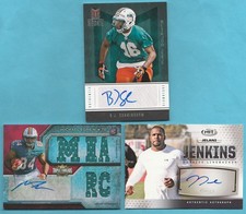 DOLPHINS AUTO LOT OF 3 CERTIFIED AUTO AUTOGRAPH CARDS EGNEW CUNNINGHAM JENKINS