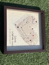 Framed Wall Art Word Cloud Heart Love Quote Bed Bath & Beyond 10.5”