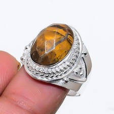 Tiger's Eye Gemstone 925 Sterling Silver Jewelry All Size Ring For Gift