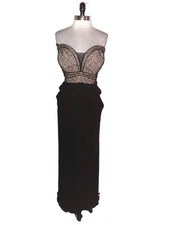 CITY CHIC Plus Size 18W Maxi Dress Black Beige Strapless Lace