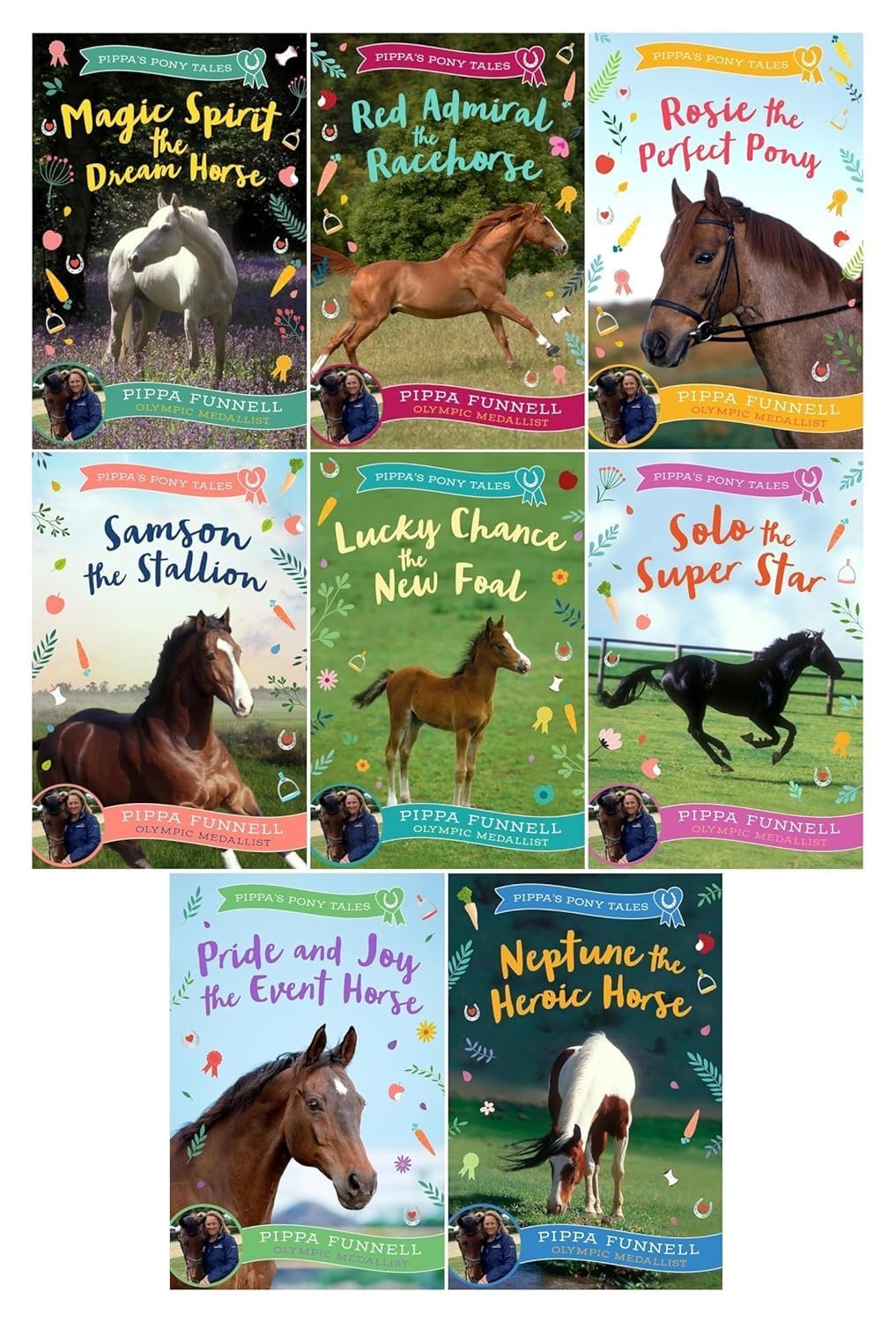 Pippa Funnell Pippa's Pony Tales 8 Books Collection Set Magic Spirit, Red Admir