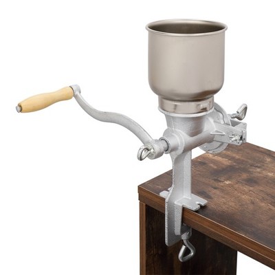 Manual Cast Hand Crank Iron Grain Mill Grinder Crank Nuts Oat Corn w/ Big Hopper