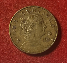Mexico 5 Centavos 1964 Brass Coin KM#426 T9751