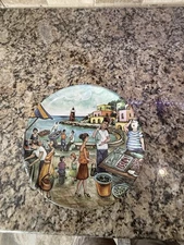 Effete D'Arte Ceramic MARKET SCENES Dinner Plate by Brunelli, Italy, 11”~ NWT