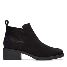 Clarks Memi Zip 26168009 Womens Black Leather Zipper Ankle & Booties Boots