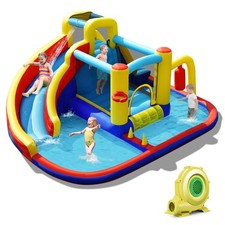 7-in-1 Inflatable Water Slide Water Park Kids Bounce Castle w/ 735W Air Blower