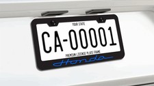 Blue Vintage Honda Logo License Plate Frame Black Premium Matte Black Metal