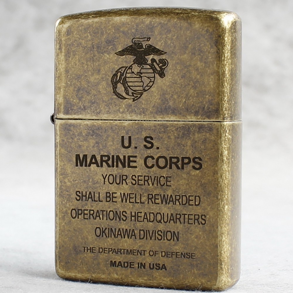201fb Antique Brass Custom Design/ Us Marine Corps New In Bo