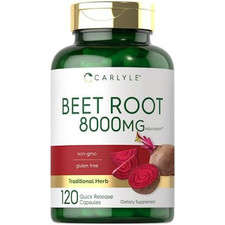 USDA Organic Extra Strength Beet Root 20:1 Extract 8000 mg Strength 120 Capsules