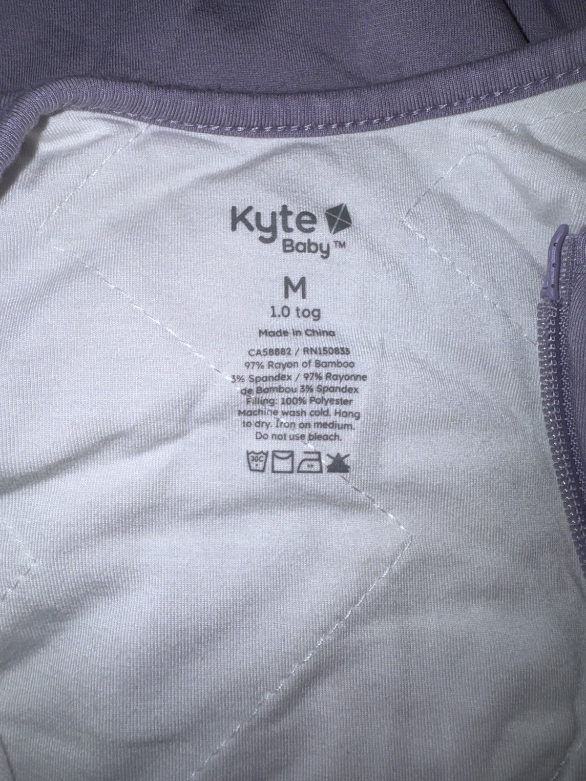 KYTE BABY Long Sleeve Sleep Bag Sack M | 1.0 TOG Bamboo Purple Zip