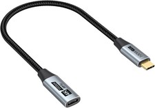 Small USB C Extension Cable 1FT, Short USBC Extender Cord 10Gbps Grey