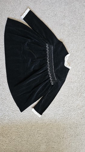Vintage handgesmoktes Samt Langarm Kleid. Größe 4T.  - Bild 3 von 7
