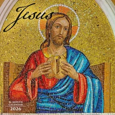 Carousel Calendars,  Jesus 2026 Wall Calendar, 12'' X 12'', 16-Month Calendar wi