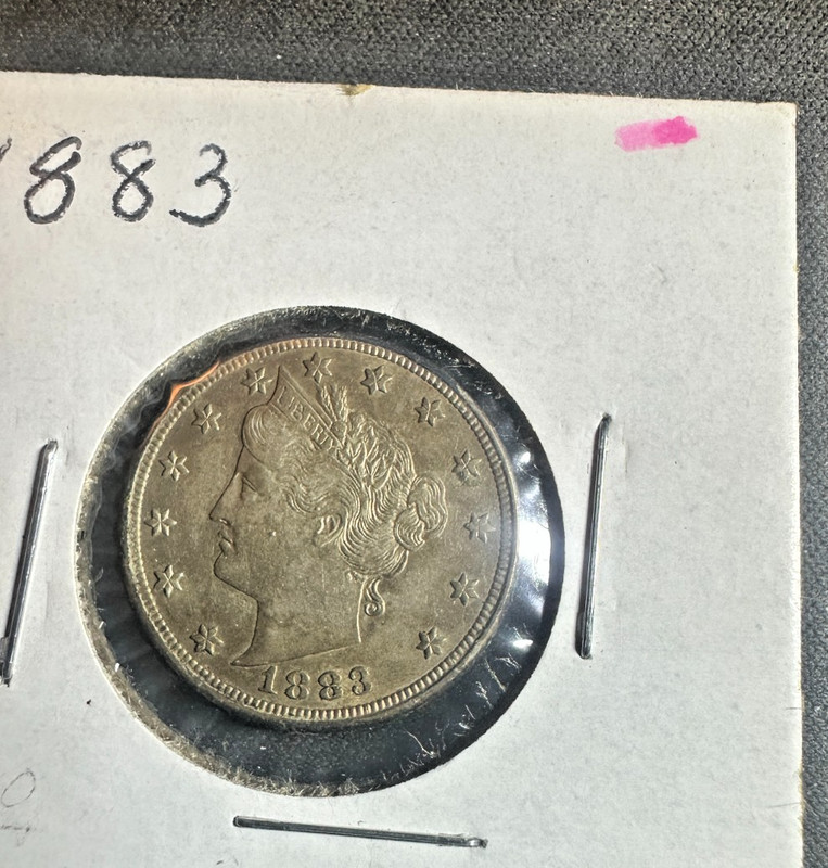 1883 No Cents Liberty Head V Nickel   AU Toned.
