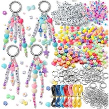 Diy keychain making crafts kits, adjustable letter alphabet beads stri