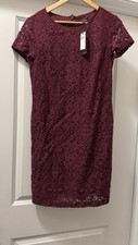 Banana Republic Womens Maroon Round Neck Cap Sleeve Zip Sheath Dress Size 6