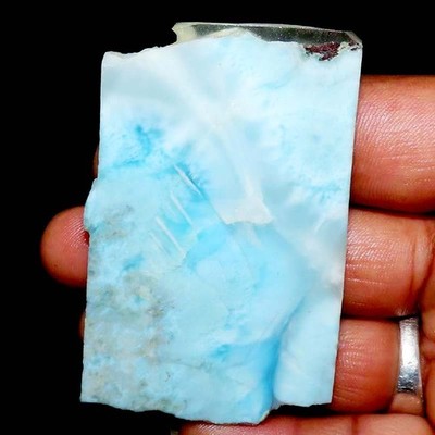 236.40Cts. 100% Natural Sky Blue LARIMAR ROUGH Cabochon Gemstone 52x79x5mm BC-66