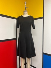 EUC Elie Tahari Fit & Flare Black Raw Edge Stretch Panel Dress Size 4 (6)