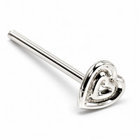 Herz In Herz Nasenstecker 22G 925 Sterling Silber 10Mm Gerade L Biegbar