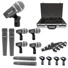 5 Core Drum Microphone Kit 9 Piece All Metal Drummer Mics Instrument Set