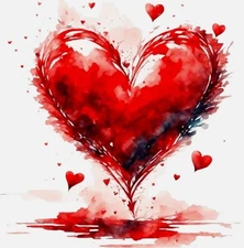 Valentine Heart Watercolor Sticker Labels (4) Card Gift Craft Paper Scrapbook