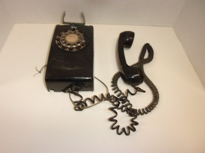 Vintage Bell Sys. Western Elect. Wall Rotary Dial Telephone #554 Black Untested