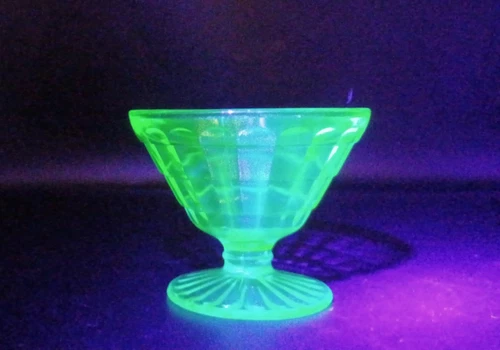 Vintage Anchor Hocking Uranium Glass Block Optic Single Dessert Cup