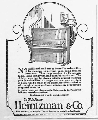 1927 Canadian Heintzman & Co. ad Upright Piano – No Tariffs