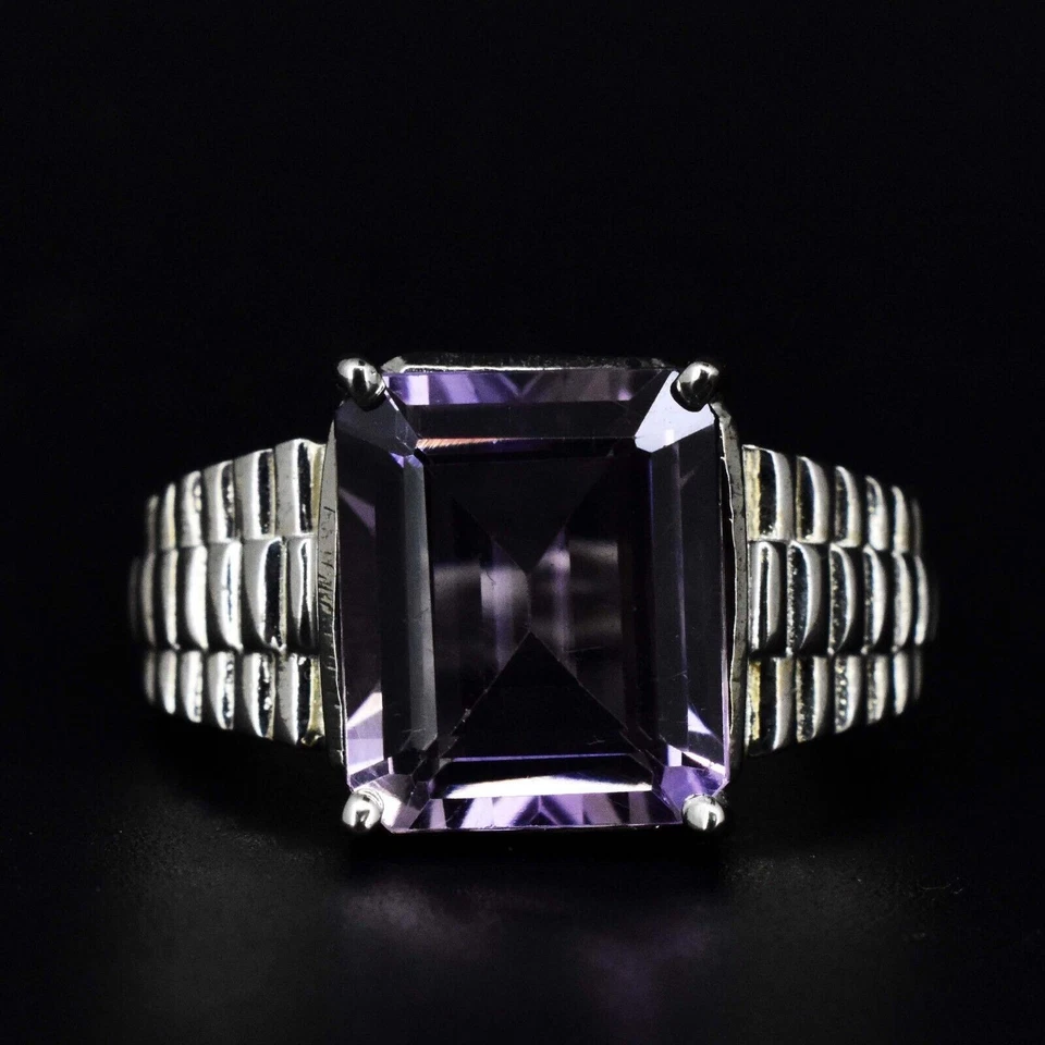 6.14 Gm Natural Amethyst 925 Sterling Silver Men's Anniversary Ring US 8 - Image 2 of 4