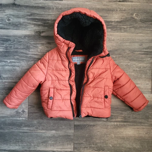 Michael Kors Unisex Puffer Coat Giacca Arancione Bambino 2T Cappuccio Zip Up