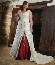 Vintage A Line Satin Wedding Dresses V-Neck Lace Applique Corset Gowns Plus Size