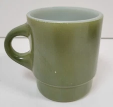 Vintage Fire King Coffee Tea Mug Cup Avocado Green Stacking Milk Glass