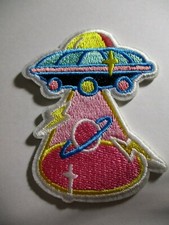 Flying Saucer with Saturn Iron On Sew On Embroidered Patch 3"x2.25" Space